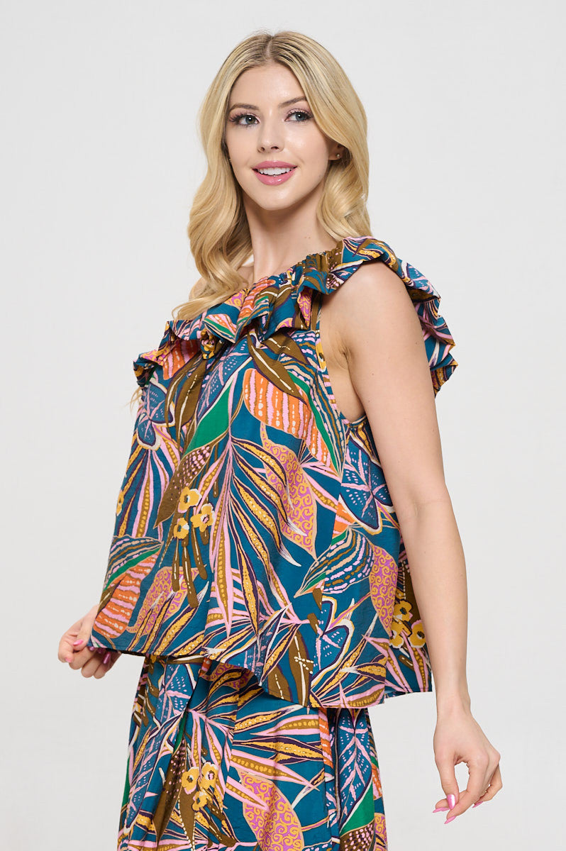Sleeveless Vest with Buttons and Back Tie Detail