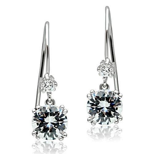 TK3W085 - Stainless Steel Earrings with AAA Grade CZ  in Clear
