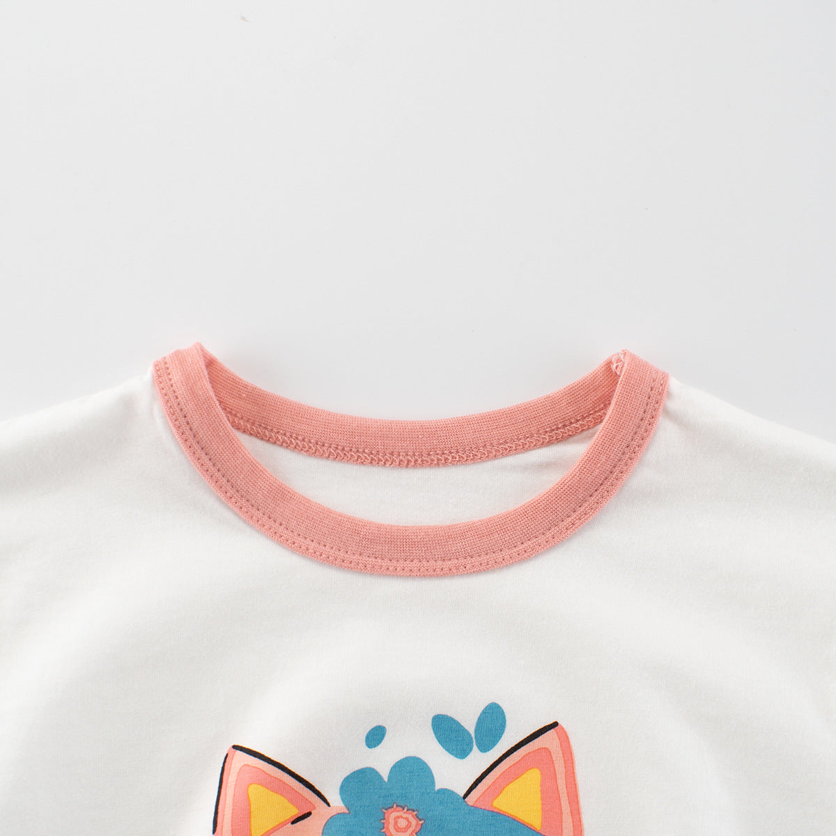 Summer Girls’ Cartoon Cats Pattern Printed T-shirt in European and American Style