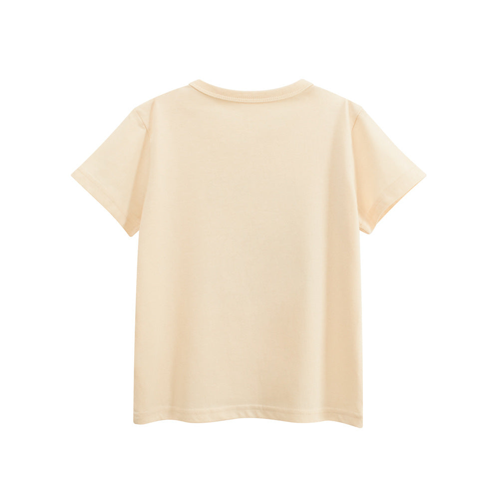 Summer Girls’ Animals Cartoon and Letters Print T-shirt in European and American Style