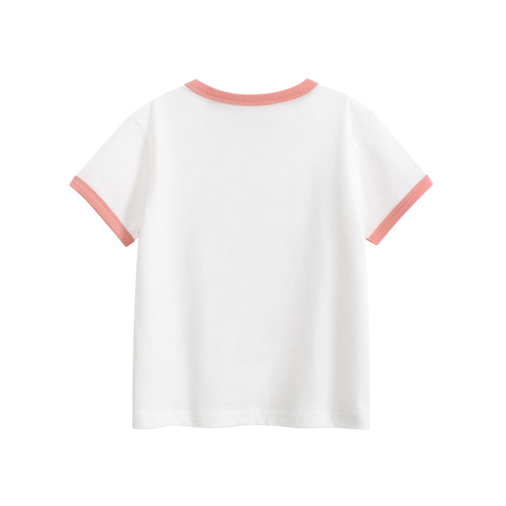Summer Girls’ Cartoon Cats Pattern Printed T-shirt in European and American Style