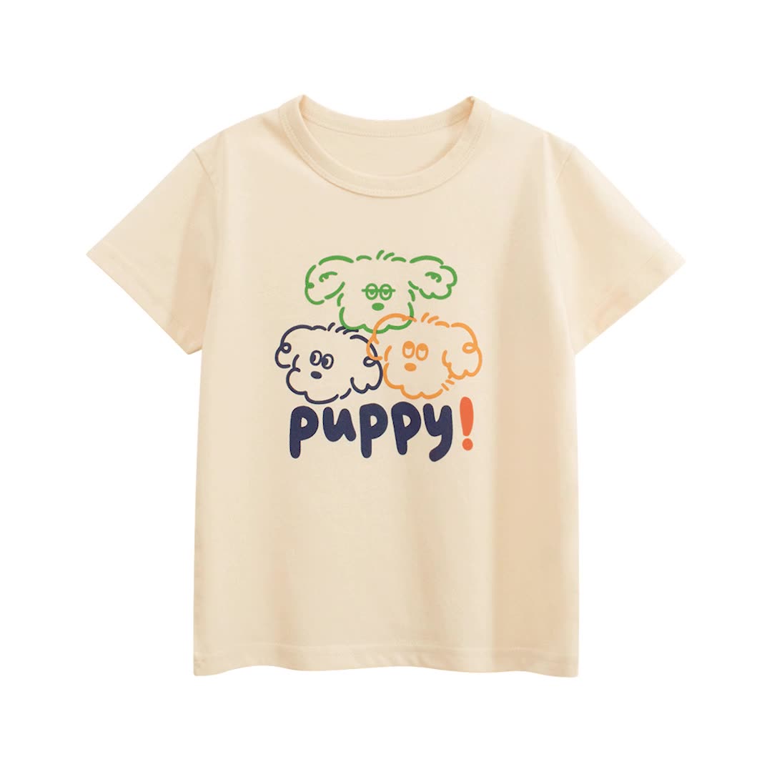 Summer Girls’ Animals Cartoon and Letters Print T-shirt in European and American Style